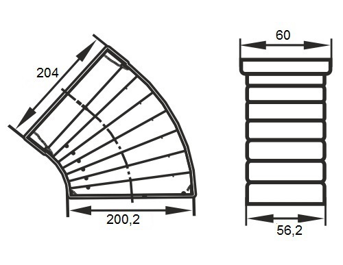 Колено разноугловое ERA 620КРП 204х60 мм пластиковое