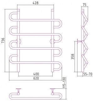 Полотенцесушитель водяной Стилье Универсал-52 800x600